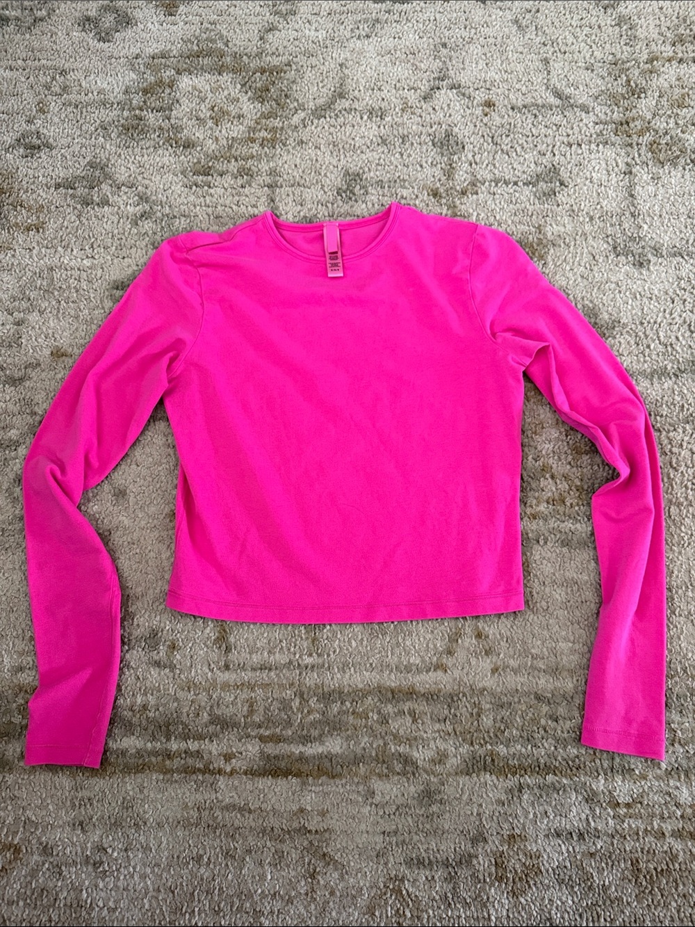 SKIMS Neon Pink fits everybody Long Sleeve Crewneck Top